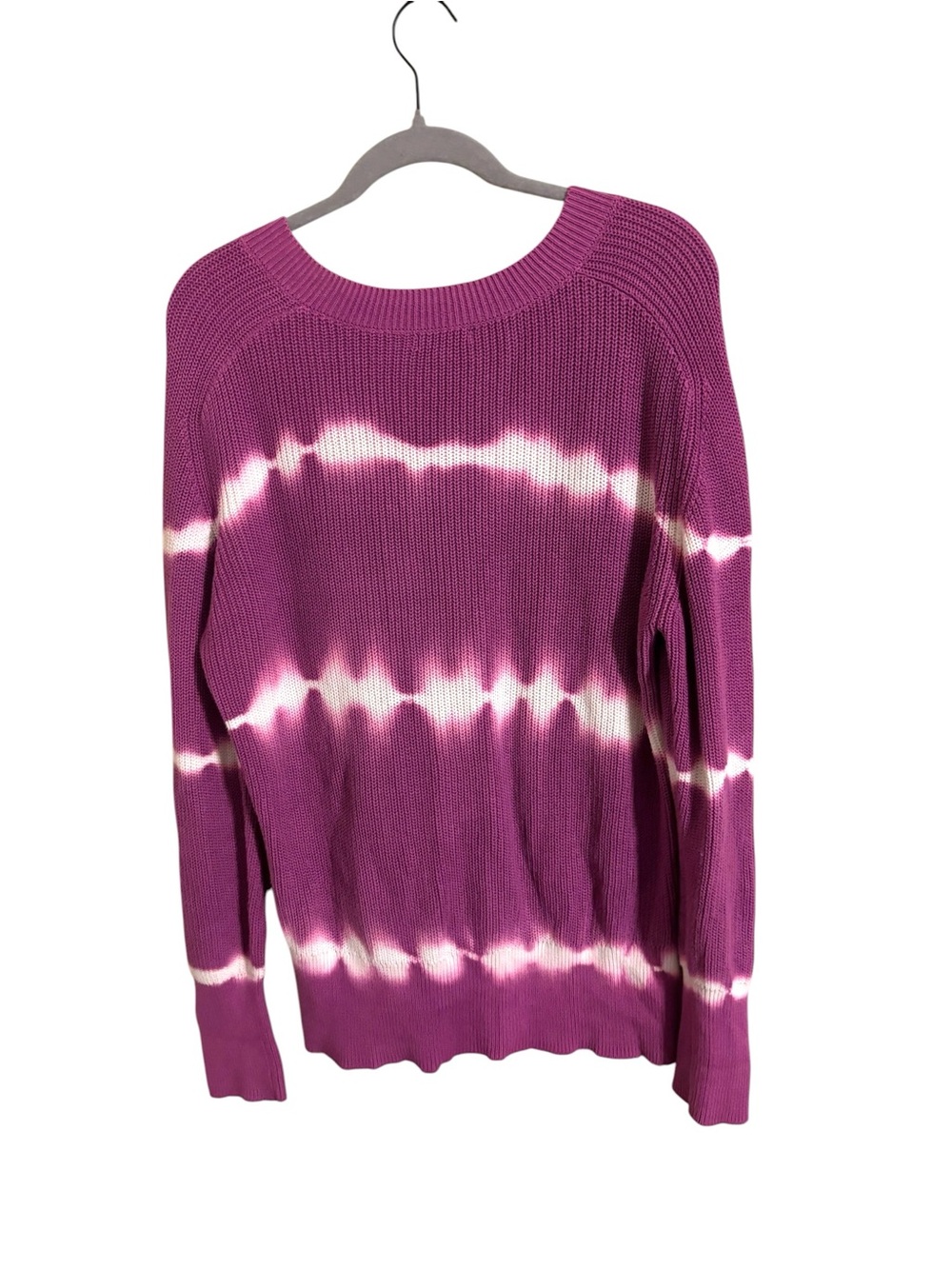 Johnny Was Pink Tie Dye Striped V-Neck Cotton Sweater Medium - Picture 4 of 6